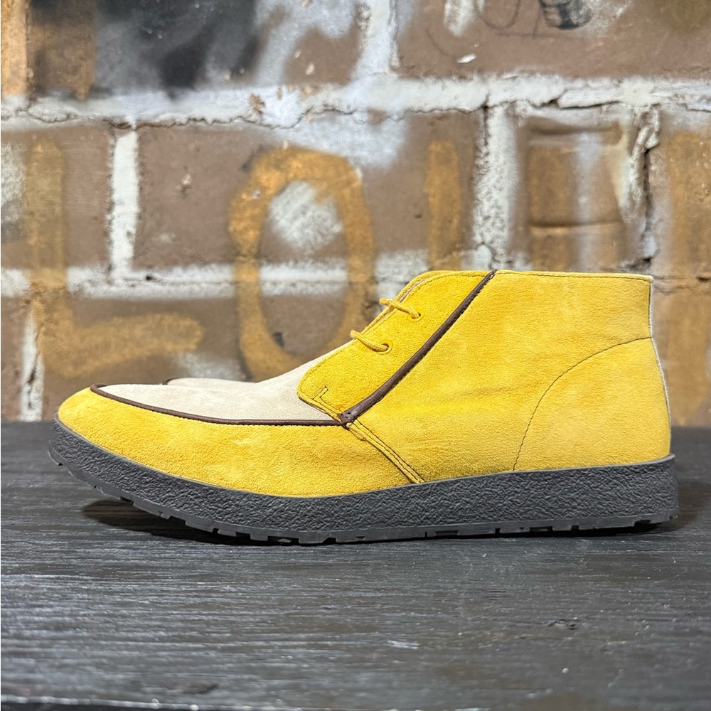 Hush Puppies Suede Shoes Yellow Black Mens Size 12 NWOB - Picture 3 of 10